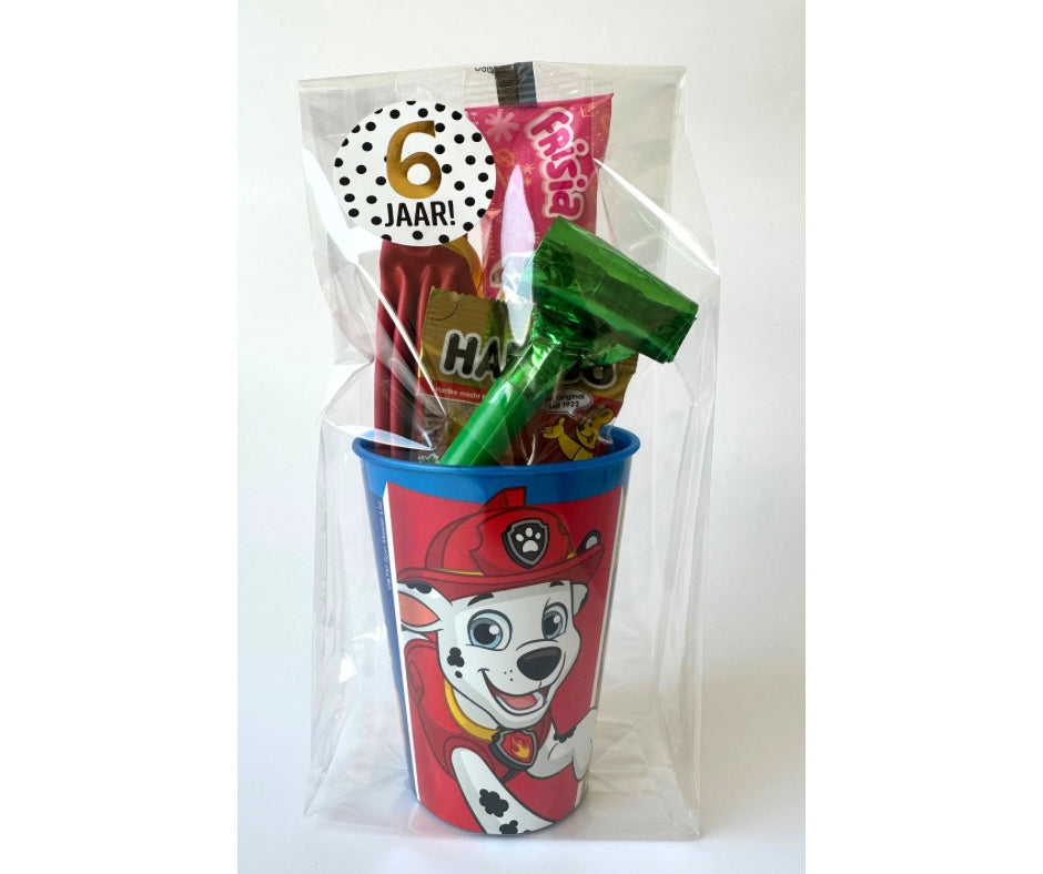 Paw Patrol traktatie herbruikbare beker (met sticker naar keuze)