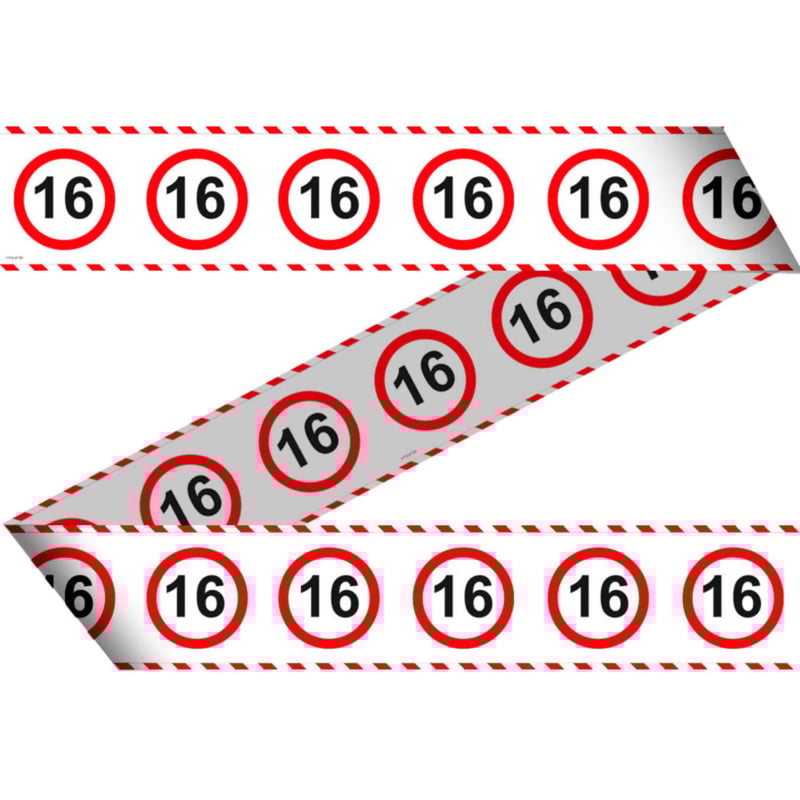 Afzetlint verkeersbord 16 jaar 15 mtr.