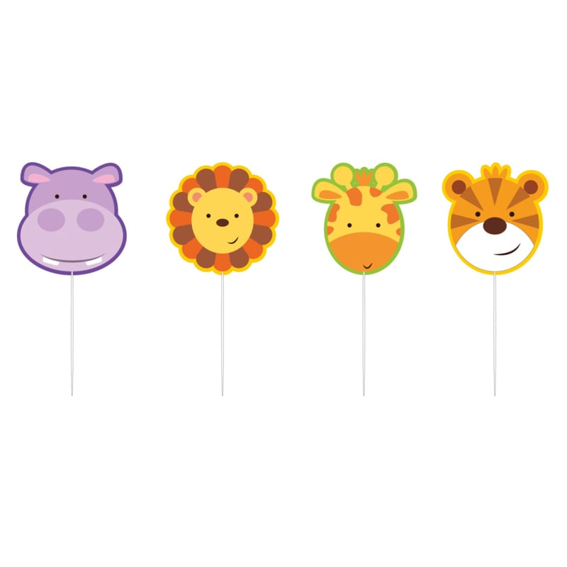 Jungle mini taart kaarsjes Animal Friends 4 st.