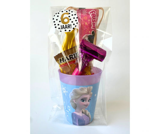 Frozen traktatie herbruikbare beker (met sticker naar keuze)