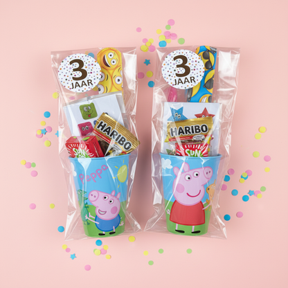 Peppa Pig traktatie herbruikbare beker (met sticker naar keuze)