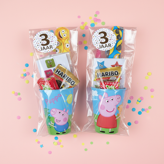 Peppa Pig traktatie herbruikbare beker (met sticker naar keuze)