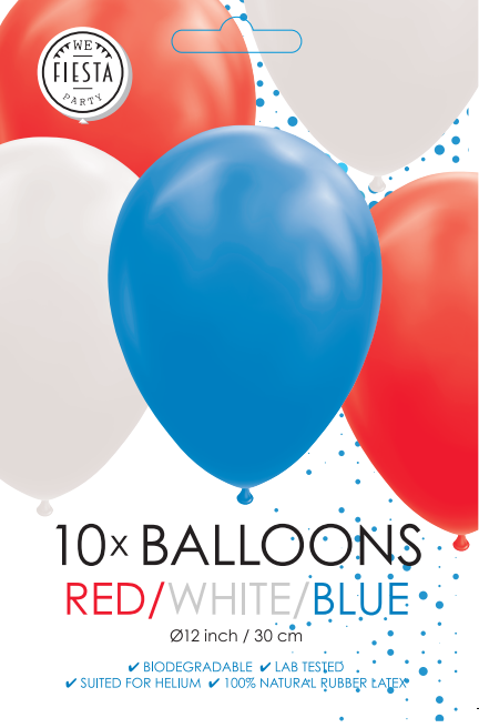 Ballonnen rood wit blauw 12 inch – 10 stuks – WK 2026 versiering
