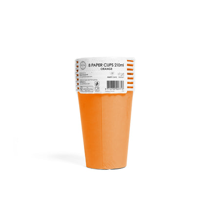 Oranje papieren bekers 210 ml – 8 stuks – WK 2026