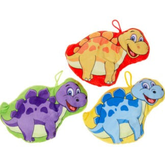 Knuffel dino traktatie met rozijntjes (met sticker naar keuze)