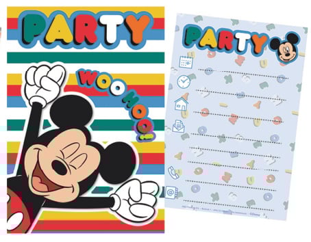 Mickey Mouse uitnodigingen party 5 st.