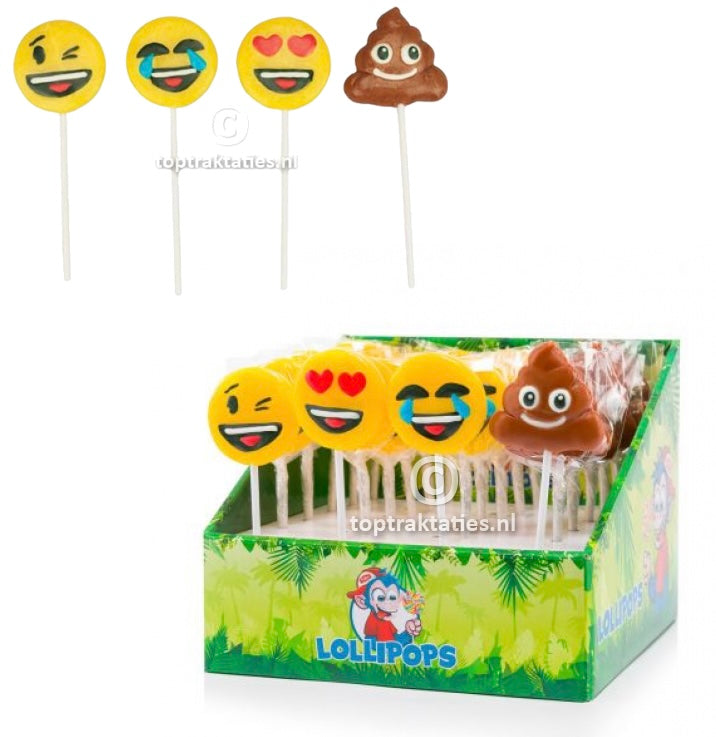 Emoji traktatie: stickervel  met grote lolly (met sticker naar keuze)