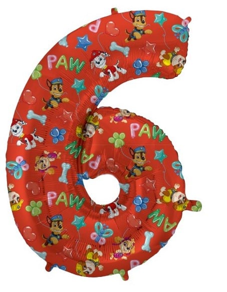 Cijferballon Paw Patrol 6 jaar