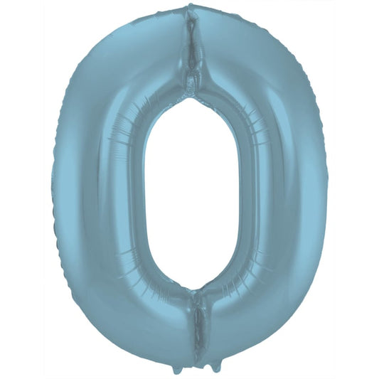 Cijferballon cijfer 0 blauw