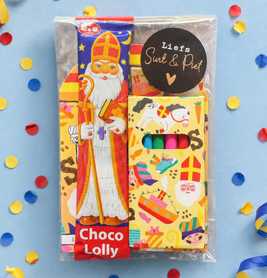 Sinterklaas (schoen)cadeautje / traktatie (met sticker naar keuze)