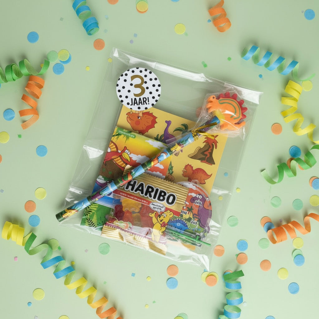 Dino traktatie -groot- goudbeertjes (met sticker naar keuze)