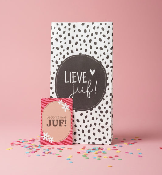 DIY Lieve juf traktatie (met sticker naar keuze)