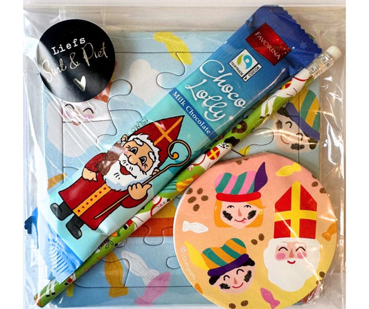 Sinterklaas (schoen)cadeautje / traktatie (met sticker naar keuze)