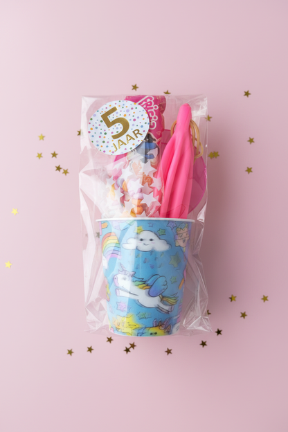 Eenhoorn/unicorn traktatie herbruikbare 3D beker (met sticker naar keuze)