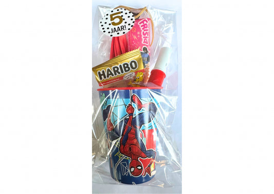 Spiderman traktatie herbruikbare beker (met sticker naar keuze)