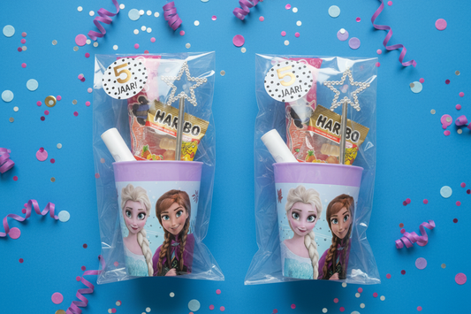 Frozen traktatie herbruikbare beker (met sticker naar keuze)