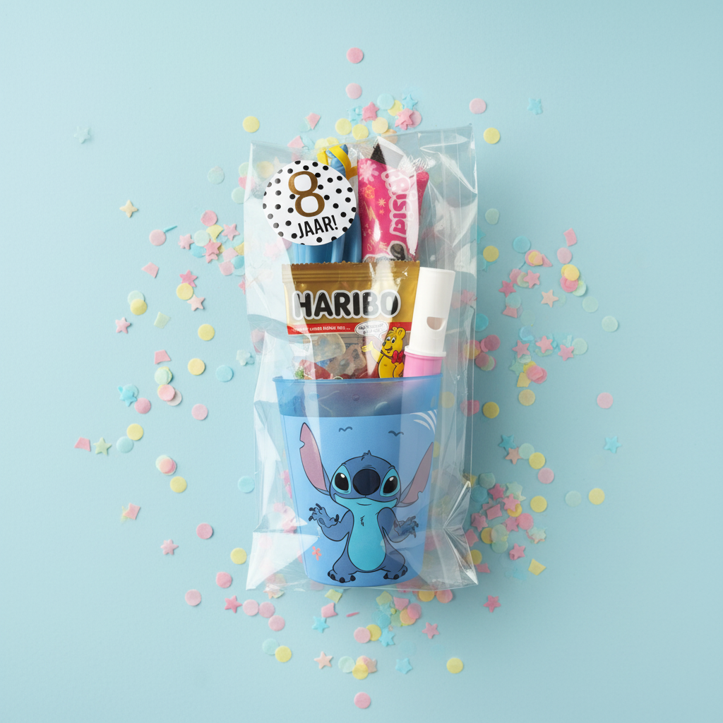 Stitch traktatie herbruikbare beker (met sticker naar keuze)