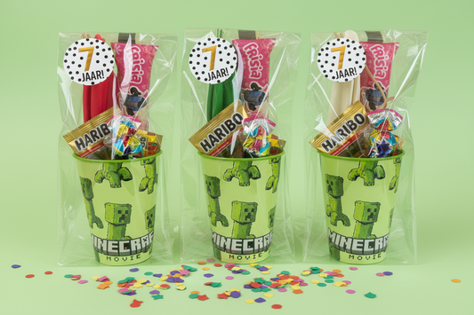 Minecraft traktatie herbruikbare beker (met sticker naar keuze)