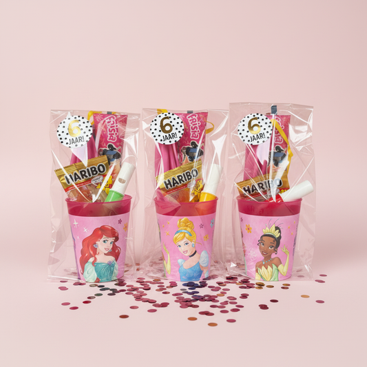 Disney Princess traktatie herbruikbare beker (met sticker naar keuze)