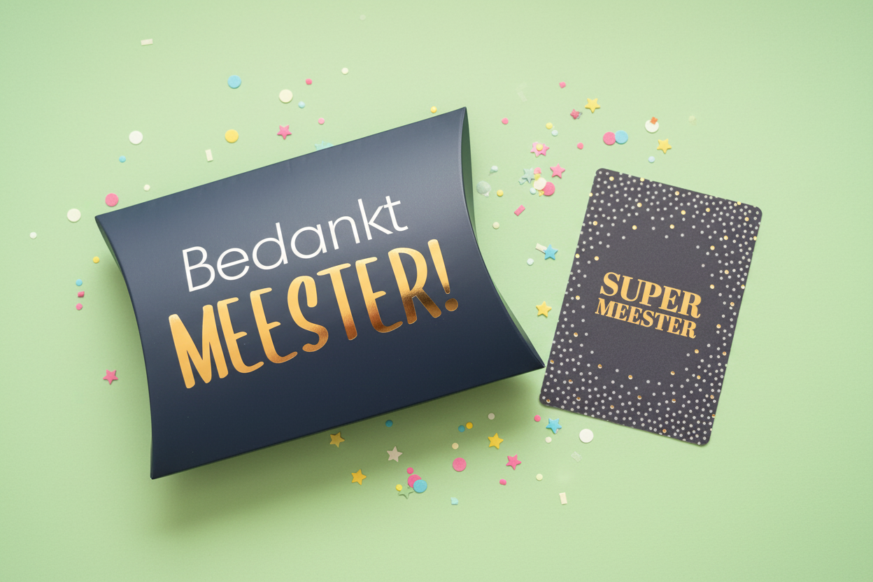 DIY Bedankt meester traktatie sticker naar keuze)