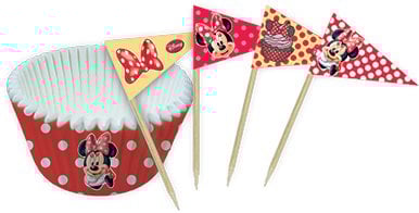 Minnie Mouse feest cupcakes vormpjes & vlaggetjes