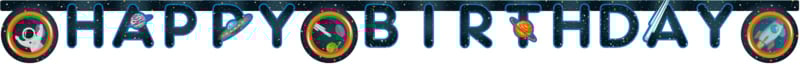 Space happy birthday banner