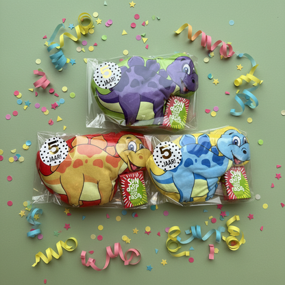 Dino traktaties met confetti en serpentines