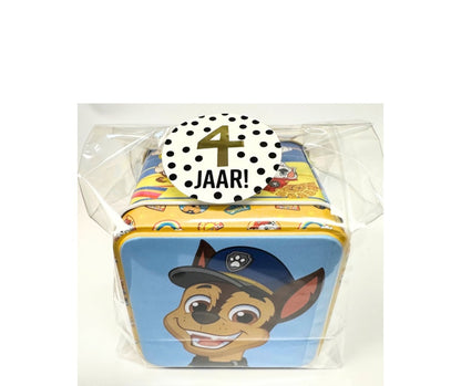 paw patrol traktatie snoepblikje

